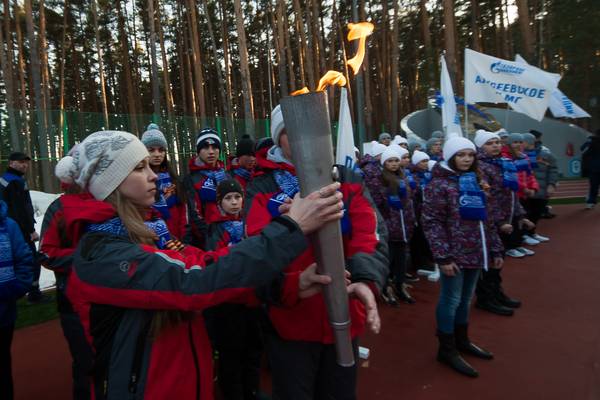 Во время открытия V зимней детской Спартакиады ООО "Газпром трансгаз Екатеринбург", 2015 г.