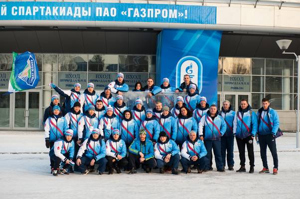 Общее фото сборной ООО «Газпром трансгаз Чайковский» на зимней Спартакиаде ПАО «Газпром» в г. Уфе, 2016 год